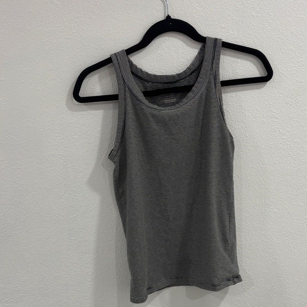 American Eagle Outfitters Black and White Striped Tank Top